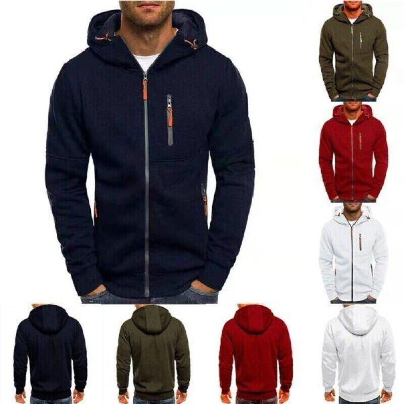 Mens Thick Winter Fleece Hoodie Cardigan Zip Up Hooded Jumper Coat Jacket Sweate