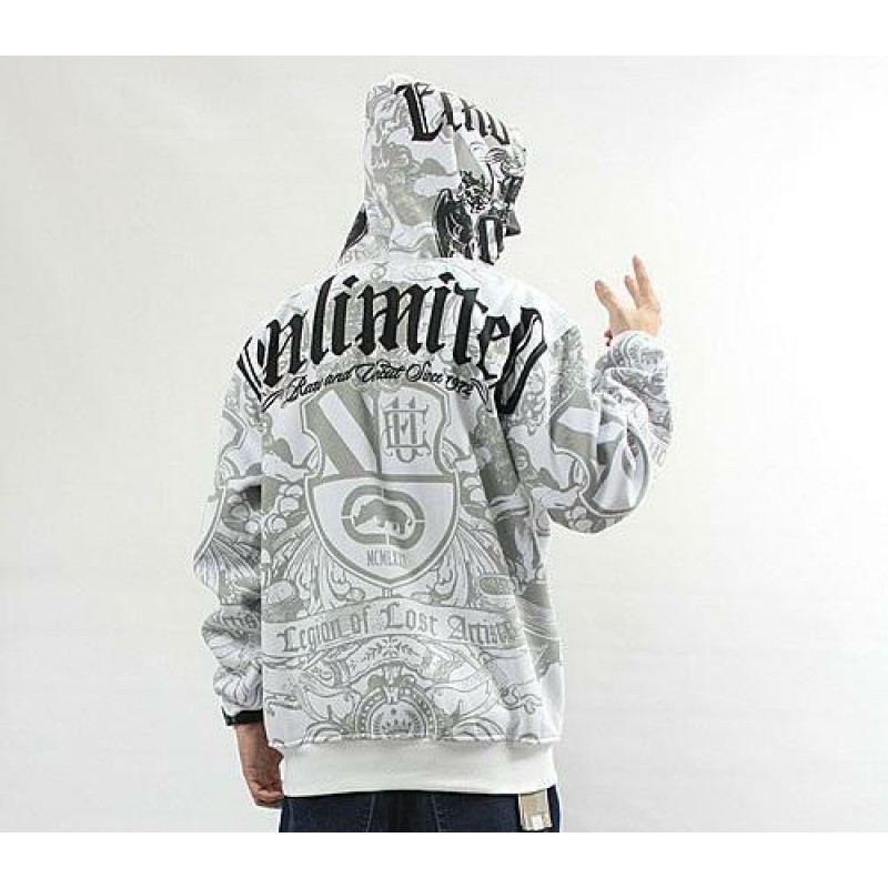 Men's Hip Hop Ecko Unltd Zipper Cotton Lining Hoodie Graffiti Print Warm Sweater